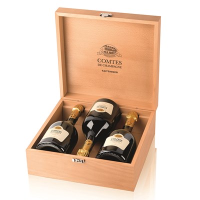 3 x Taittinger Comtes De Champagne Blanc De Blanc in Taittinger Treble Gift Box